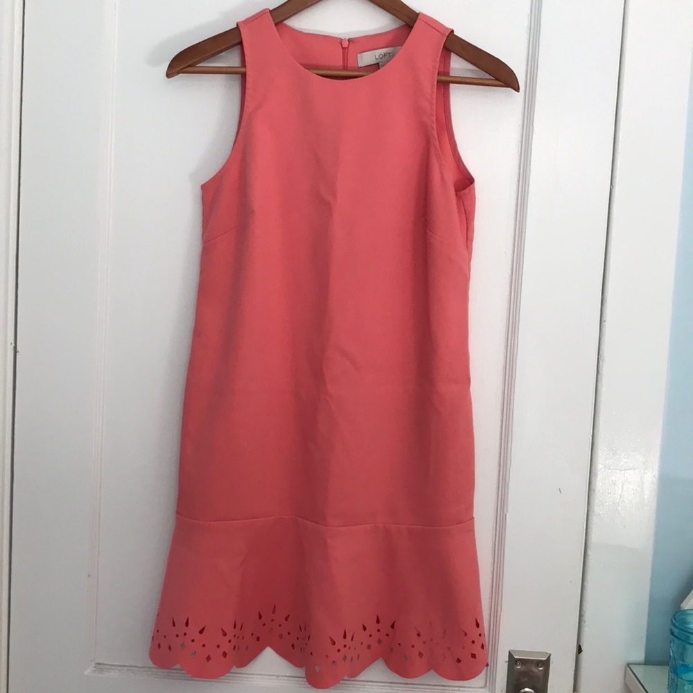 LOFT drop-waist eyelet dress with scalloped trim